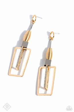 Clear The SQUARE Gold Rhinestone Earrings Paparazzi Accessories