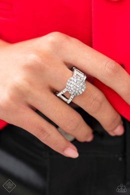 Polished Pageant White Rhinestone Ring Paparazzi Accessories