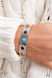 blue,brown,cat's eye,crackle stone,cuff,fashion fix,multi,turquoise,Dedicated Desertscape Blue Cuff Bracelet