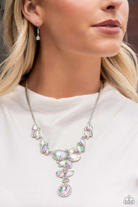 iridescent,rhinestones,short necklace,white,Generous Gallery - Multi Rhinestone Necklace