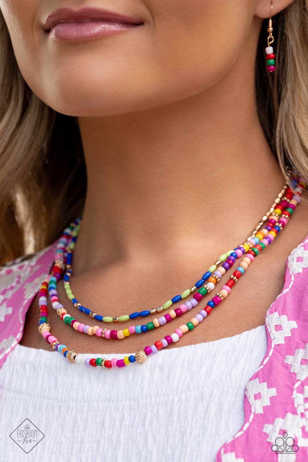Multicolored Mashup Gold Necklace Paparazzi Accessories