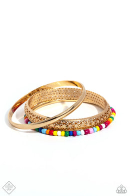 Multicolored Medley Gold Bangle Bracelets Paparazzi Accessories
