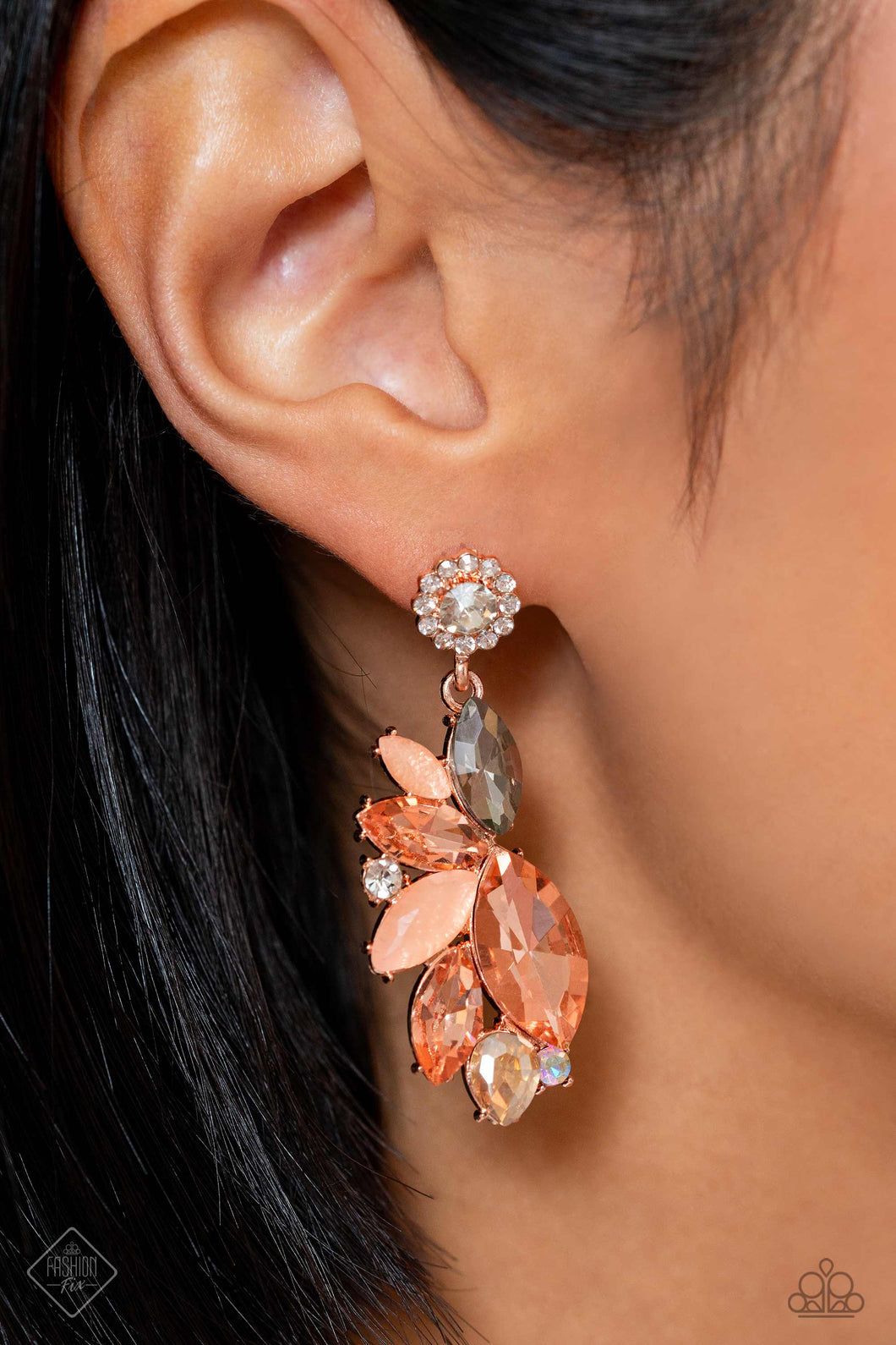 Soft Sashay Rose Gold Rhinestone Post Earrings Paparazzi Accessories
