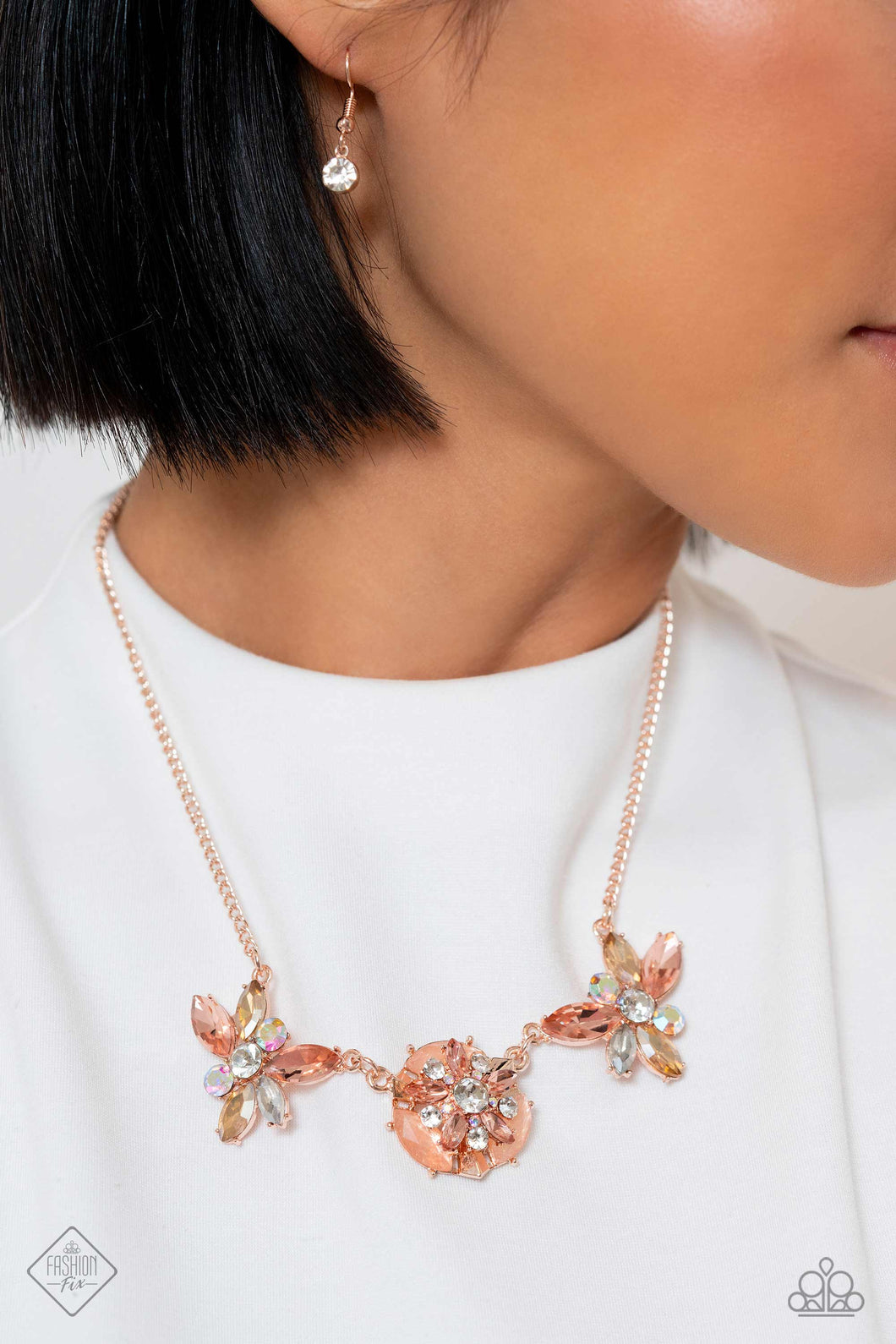 Soft-Hearted Series Rose Gold Rhinestone Necklace Paparazzi Accessories