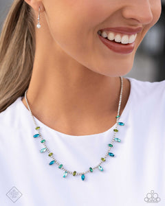 blue,fashion fix,multi,post,rhinestones,short necklace,Fiercely 5th Avenue - Complete Trend Blend 0724