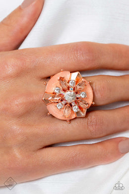 Soft-Hearted Salvage Rose Gold Rhinestone Ring Paparazzi Accessories