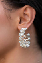 Load image into Gallery viewer, Resolutely Ruffled White Pearl Hoop Earrings Paparazzi Accessories
