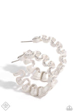Load image into Gallery viewer, Resolutely Ruffled White Pearl Hoop Earrings Paparazzi Accessories