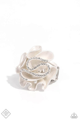 Crimped Confidence White Pearl Ring Paparazzi Accessories