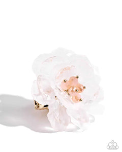 floral,life of the party,white,wide back,Petal Privilege White Floral Ring