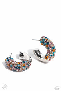 fashion fix,hoops,multi,orange,rhinestones,Modern HEART - Orange