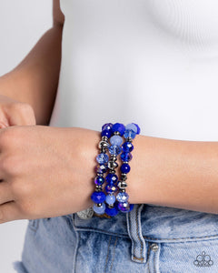 blue,stretchy,Stack of GLASS - Blue Stretchy Bracelet
