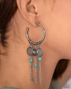 blue,crackle stone,fashion fix,hoops,Peppy Pinnacle - Blue Hoop Earrings