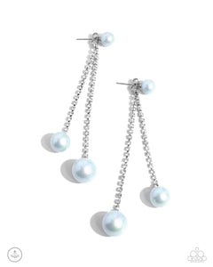 blue,jacket,pearls,rhinestones,Give Us A PEARL! - Blue Pearl Jacket Earrings