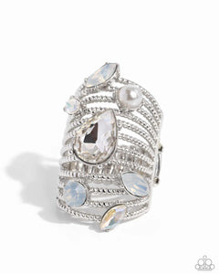 rhinestones,white,Wide Back,Treasure Tapestry - White Ring