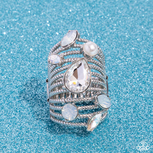 rhinestones,white,Wide Back,Treasure Tapestry - White Ring