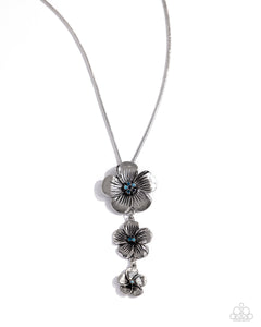 blue,floral,short necklace,Wallflower Whimsy - Blue Necklace