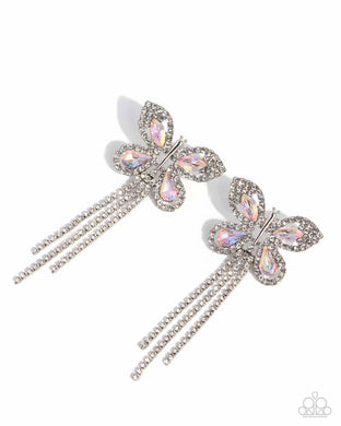 Next Soar Pink Rhinestone Butterfly Earrings Paparazzi Accessories