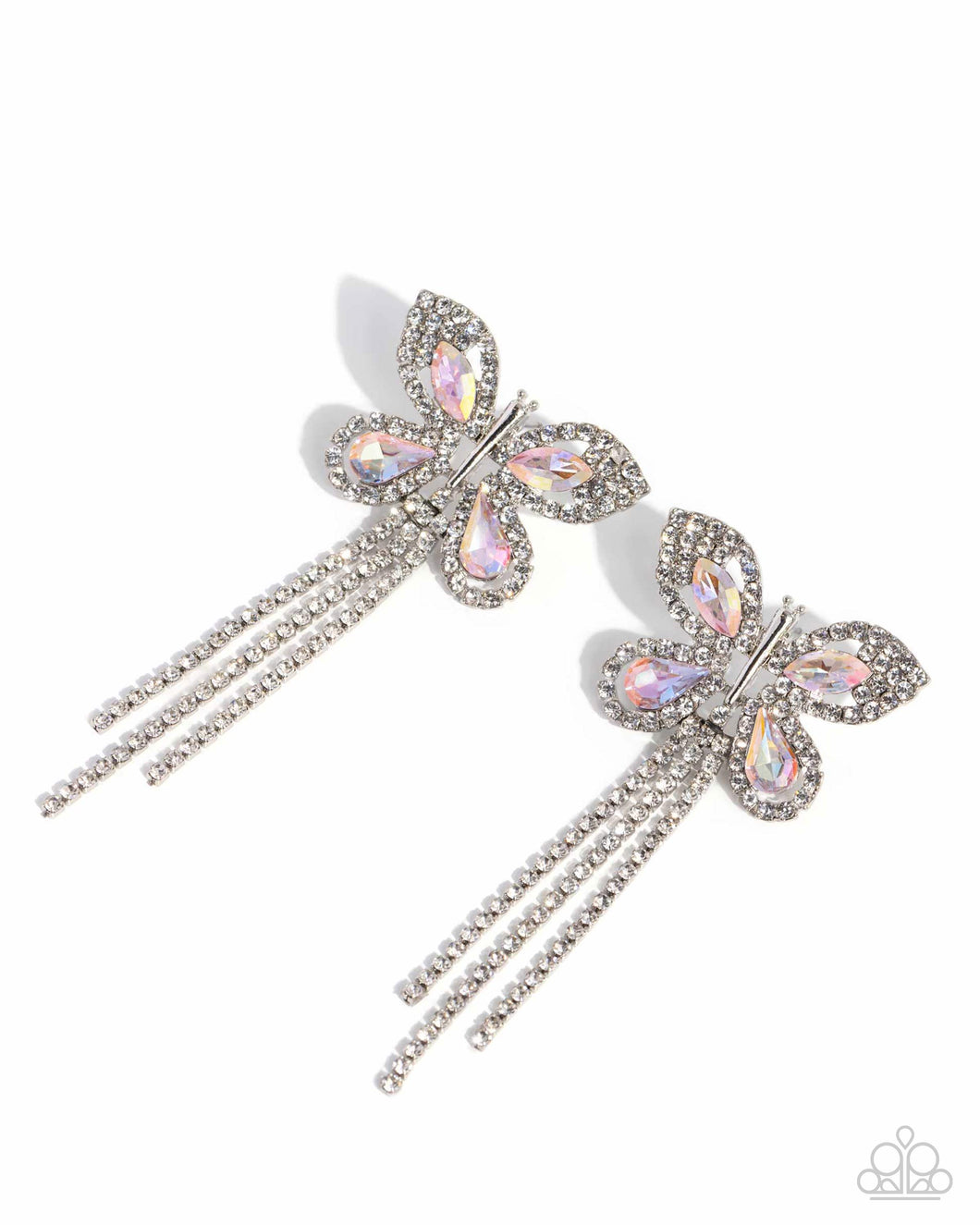 Next Soar Pink Rhinestone Butterfly Earrings Paparazzi Accessories