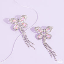 Load image into Gallery viewer, Next Soar Pink Rhinestone Butterfly Earrings Paparazzi Accessories