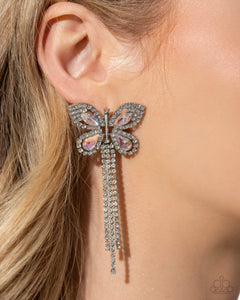 butterfly,pink,post,rhinestones,Next Soar Pink Rhinestone Butterfly Earrings