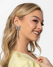 Load image into Gallery viewer, Next Soar Pink Rhinestone Butterfly Earrings Paparazzi Accessories