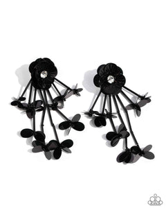 black,floral,life of the party,post,Floral Future - Black Earrings