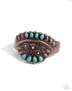 blue,copper,crackle stone,cuff,turquoise,Artisan Age - Copper Bracelet