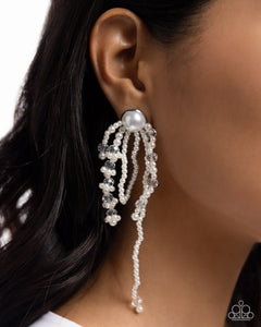 floral,pearls,post,white,Promising Pearls - White Pearl Earrings