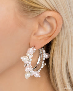 hoops,pearls,pink,Elite Expense - Pink Pearl Hoop Earrings