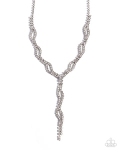 rhinestones,short necklace,white,Decadent Dedication - White Rhinestone Necklace