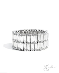 rhinestones,stretchy,white,Ambitious Arrangement - White Rhinestone Stretchy Bracelet
