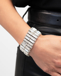 rhinestones,stretchy,white,Ambitious Arrangement - White Rhinestone Stretchy Bracelet
