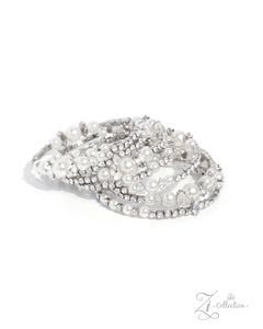 coil,pearls,rhinestones,white,Sentimental Value - White Pearl Rhinestone Coil Bracelet