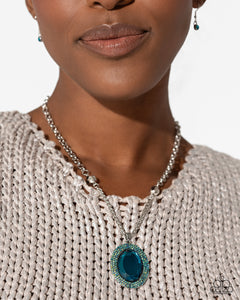 blue,rhinestones,short necklace,Manufactured Majesty - Blue Rhinestone Necklace