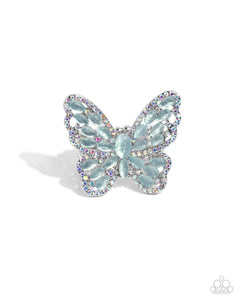 blue,butterfly,rhinestones,Wide Back,Were Soarin Flyin Butterfly Cat's Eye Ring