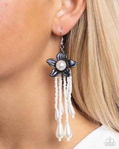 black,fishhook,floral,pearls,Prom Personality - Black Earrings