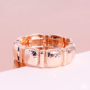 rose gold,stretchy,Textured Tranquility - Rose Gold Stretchy Bracelet