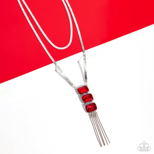 long necklace,red,rhinestones,Passionate Pageantry - Red Rhinestone Necklace
