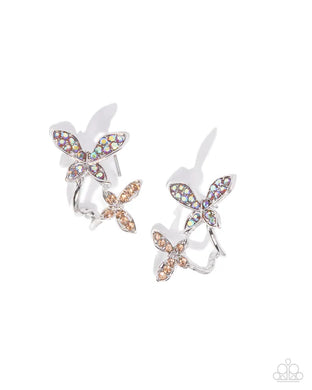 Adorably Aerial Orange Rhinestone Butterfly Hoop Earrings Paparazzi Accessories