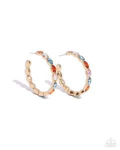 gold,hoops,multi,rhinestones,Pressing Princess - Gold Hoop Earrings