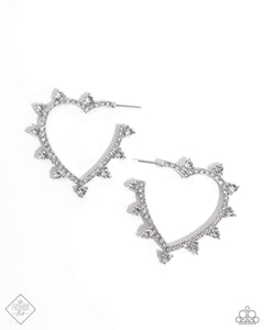 fashion fix,hearts,hoops,rhinestones,white,Excessive Elevation - White Rhinestone Heart Hoop Earrings