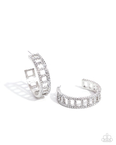 hoops,rhinestones,white,Bridging Brilliance - Whitem Rhinestone Hoop Earrings