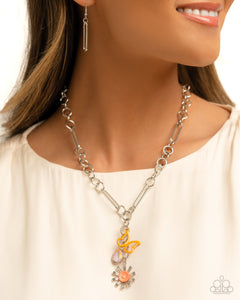 butterfly,orange,short necklace,Aerial Adventure - Orange Necklace
