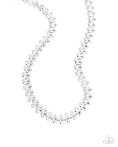 Glittery Genre - White Rhinestone Necklace