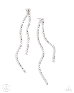 jacket,rhinestones,white,Elevated Elegance - White Rhinestone Jacket Earrings