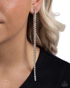 jacket,rhinestones,white,Elevated Elegance - White Rhinestone Jacket Earrings