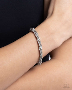 rhinestones,stretchy,white,Twisted Triumph - White Rhinestone Bracelet
