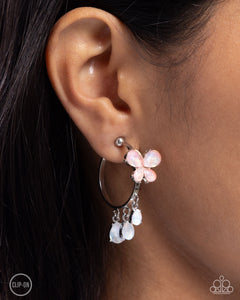 butterfly,clip-on,rhinestones,Fairy Fantasy - Orange Hoop Clip-On Earrings