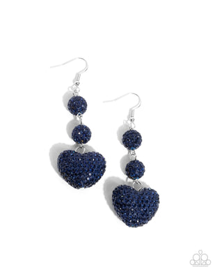 Vision in Shimmer Blue Rhinestone Heart Earrings Paparazzi Accessories